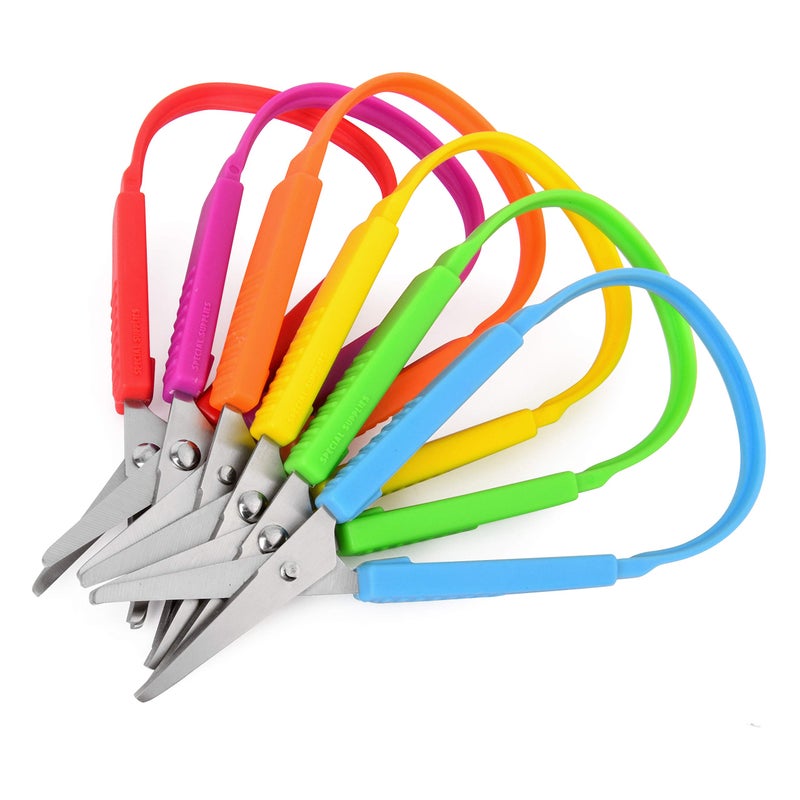 Special Supplies Mini Loop Scissors for Children and Teens and 5.5" Inches (6-Pack) Colorful Looped, Adaptive Design, Right and Lefty Support, Small, Easy-Open Squeeze Handles, For Special Needs - Image 3